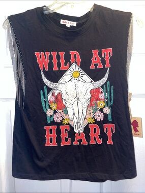 Ruby & Lace Black Graphic Tank with Colorful Print